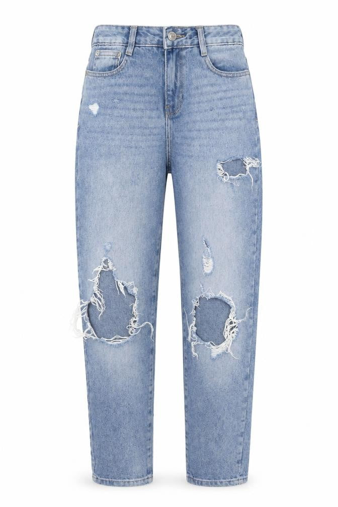 Urban Bliss Womens Blue Distressed Mom Jeans Size 8 High Rise
