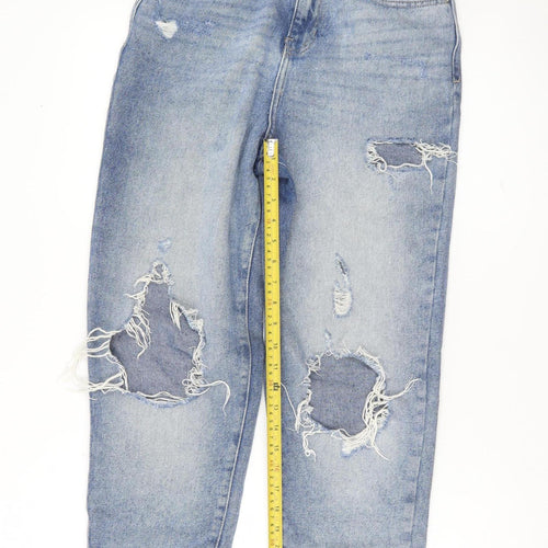 Urban Bliss Womens Blue Distressed Mom Jeans Size 8 High Rise