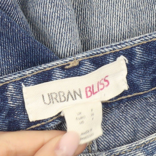 Urban Bliss Womens Blue Distressed Mom Jeans Size 8 High Rise