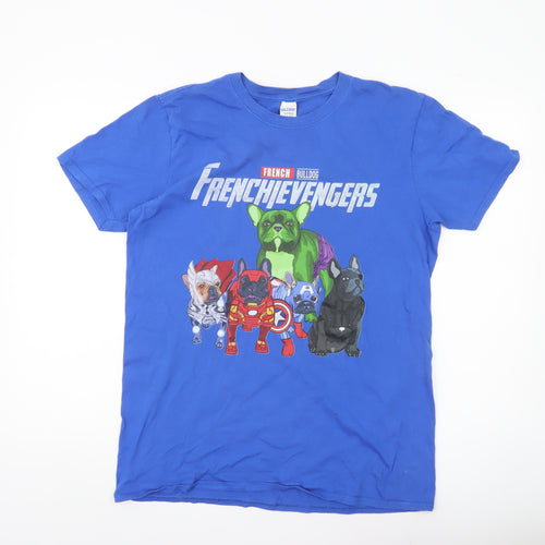 Gildan Men's Blue French Bulldogs Avengers Graphic T-Shirt Size L