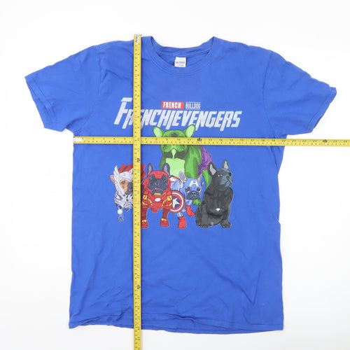 Gildan Men's Blue French Bulldogs Avengers Graphic T-Shirt Size L