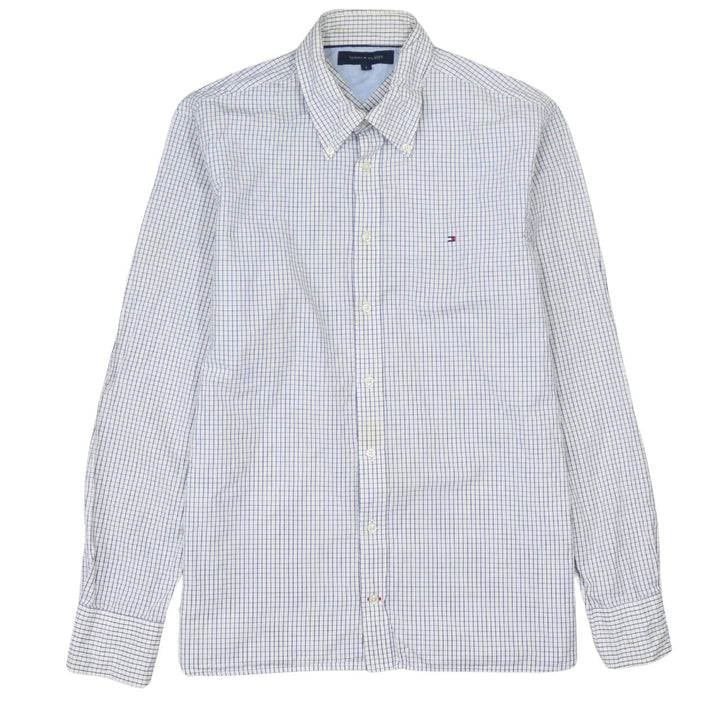Tommy Hilfiger Men's White Check Long Sleeve Button-Up Shirt L