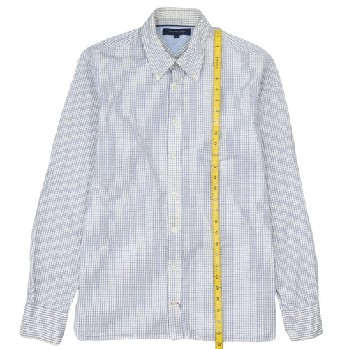 Tommy Hilfiger Men's White Check Long Sleeve Button-Up Shirt L
