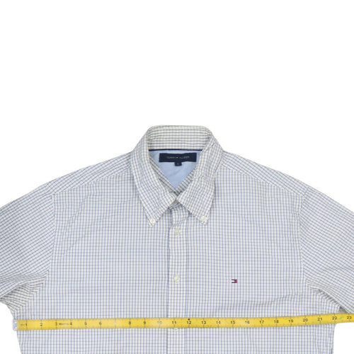 Tommy Hilfiger Men's White Check Long Sleeve Button-Up Shirt L