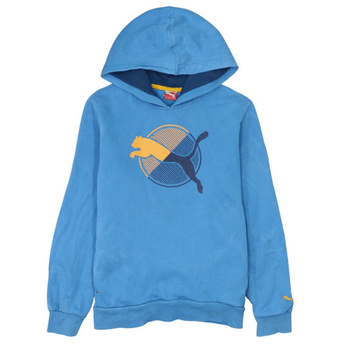 Puma Boys Blue Hoodie 12 Years Pullover Graphic Logo Sportswear