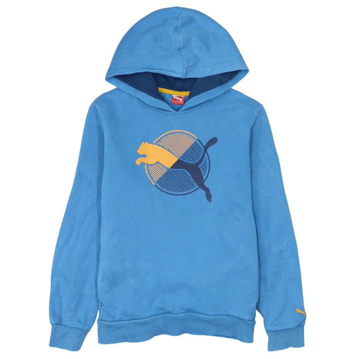 Puma Boys Blue Hoodie 12 Years Pullover Graphic Logo Sportswear