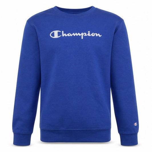 Front view of Champion boys’ blue logo pullover sweatshirt 15-16y crew neck casual
