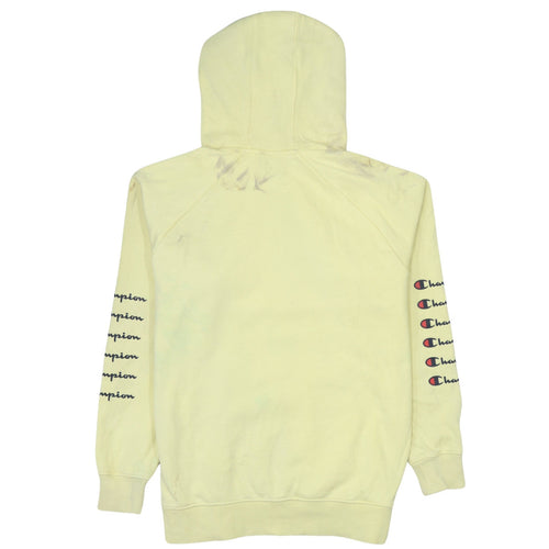 Champion Men's Yellow Pullover Hoodie Small Logo Graphic Print