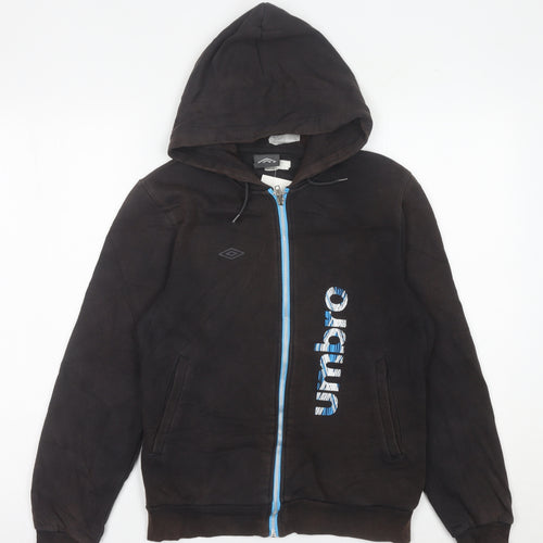 Umbro Boys Black Full Zip Hoodie 14-15 Years Logo Sports Casual