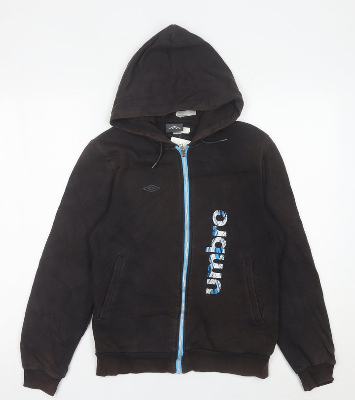 Umbro Boys Black Full Zip Hoodie 14-15 Years Logo Sports Casual