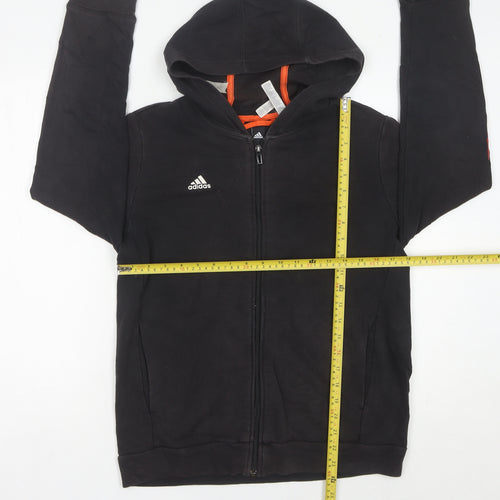 Adidas Boys Black Full Zip Hoodie 13-14 Years Sports Logo Hoodie