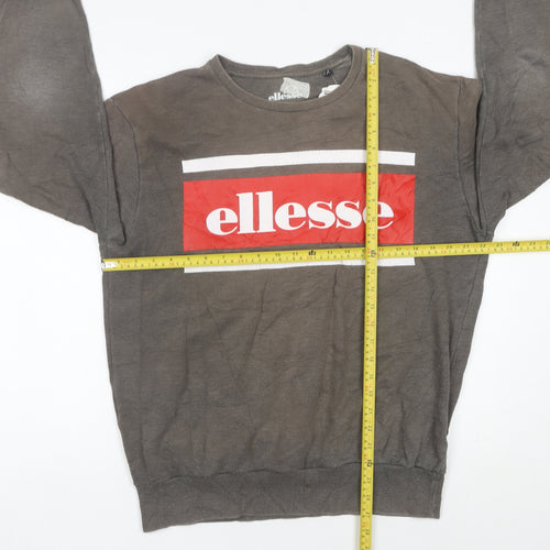 Ellesse Mens Brown Logo Sweatshirt L Crew Neck Pullover
