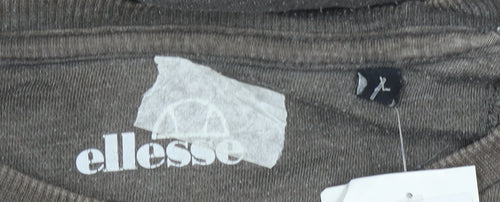 Ellesse Mens Brown Logo Sweatshirt L Crew Neck Pullover