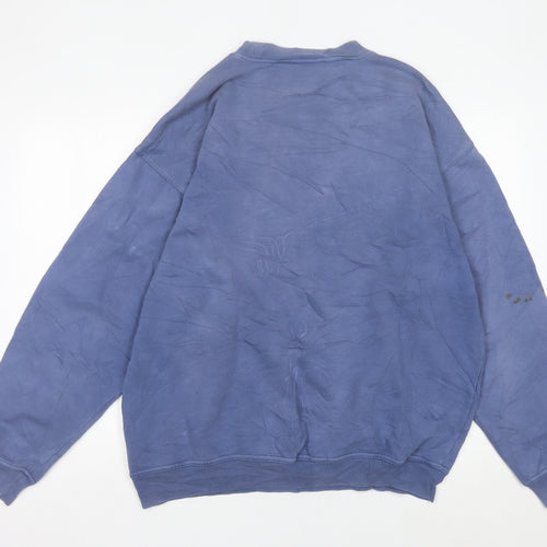 Adidas Mens Blue Logo Pullover Sweatshirt Size L Crew Neck