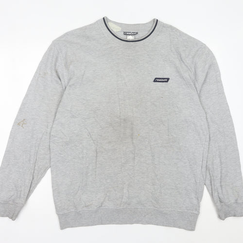 Reebok Mens Grey L Sweatshirt Pullover Logo Sportswear