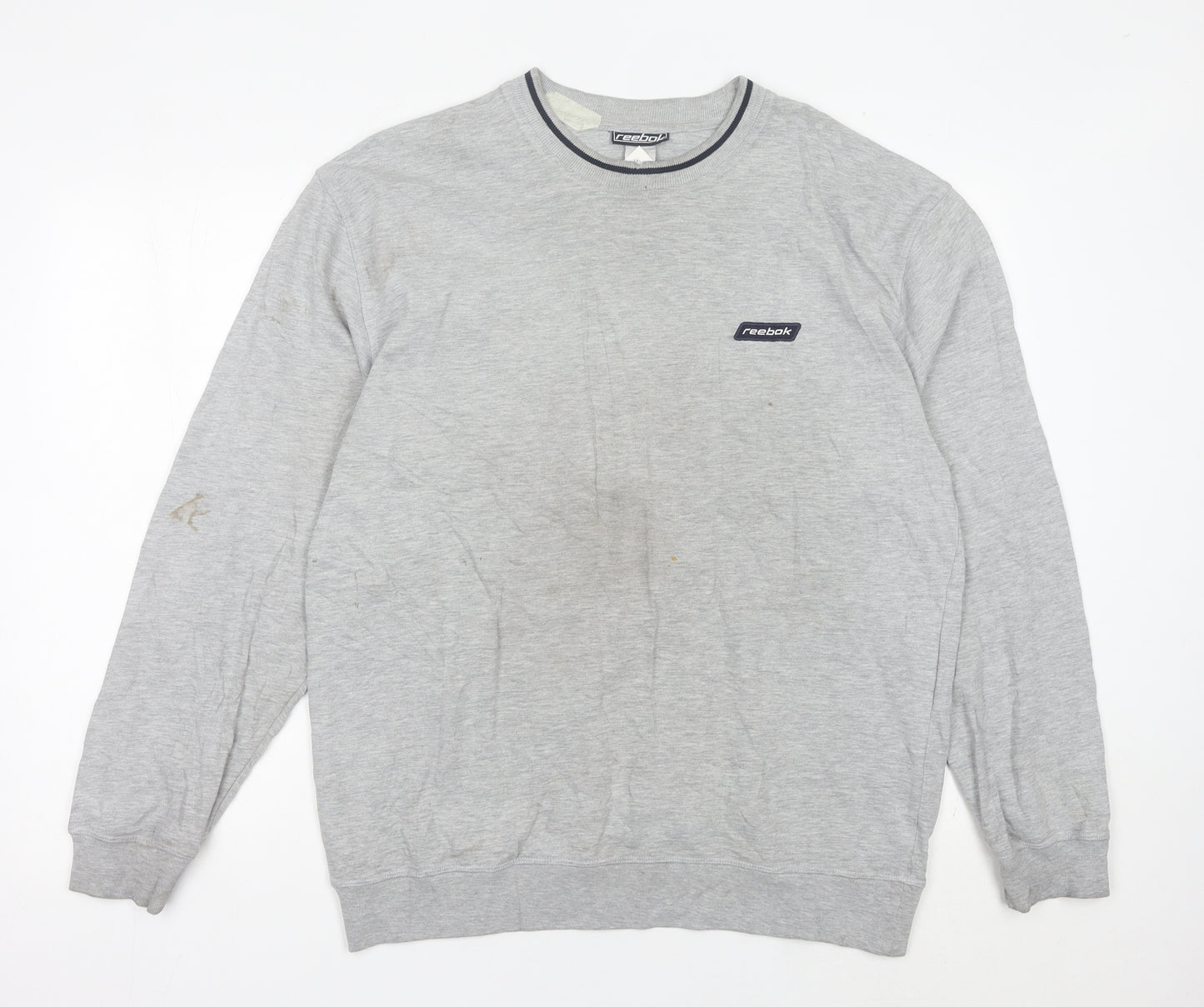 Reebok Mens Grey L Sweatshirt Pullover Logo Sportswear