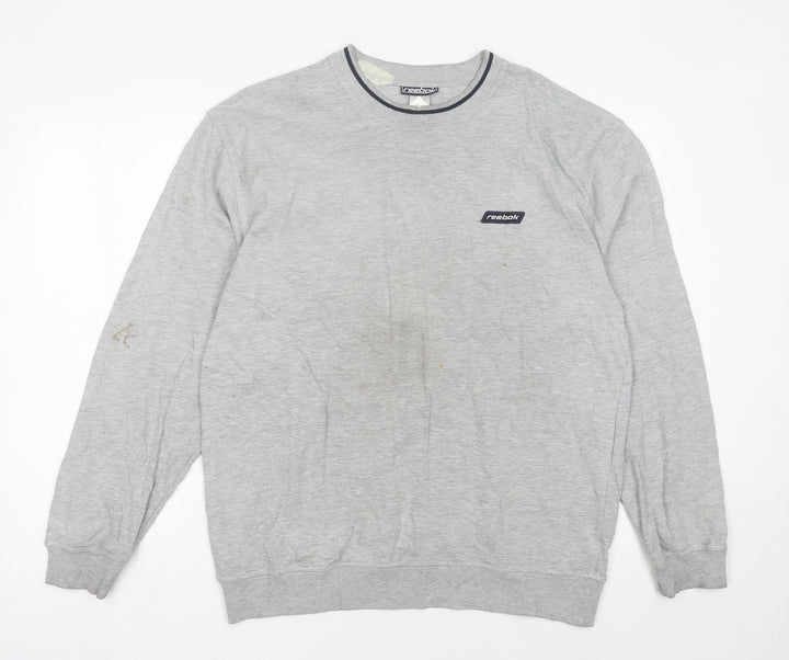 Reebok Mens Grey L Sweatshirt Pullover Logo Sportswear