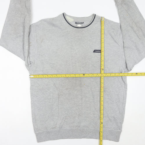 Reebok Mens Grey L Sweatshirt Pullover Logo Sportswear