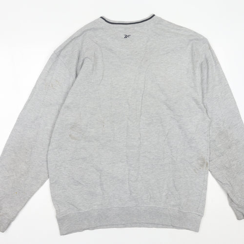 Reebok Mens Grey L Sweatshirt Pullover Logo Sportswear