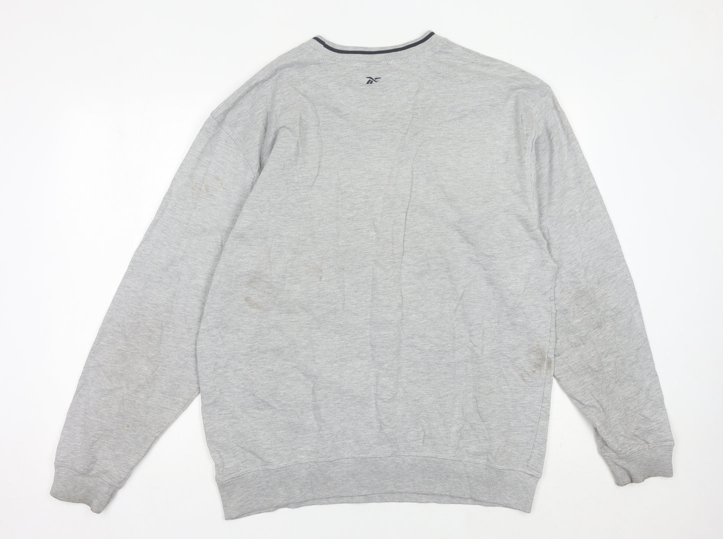 Reebok Mens Grey L Sweatshirt Pullover Logo Sportswear