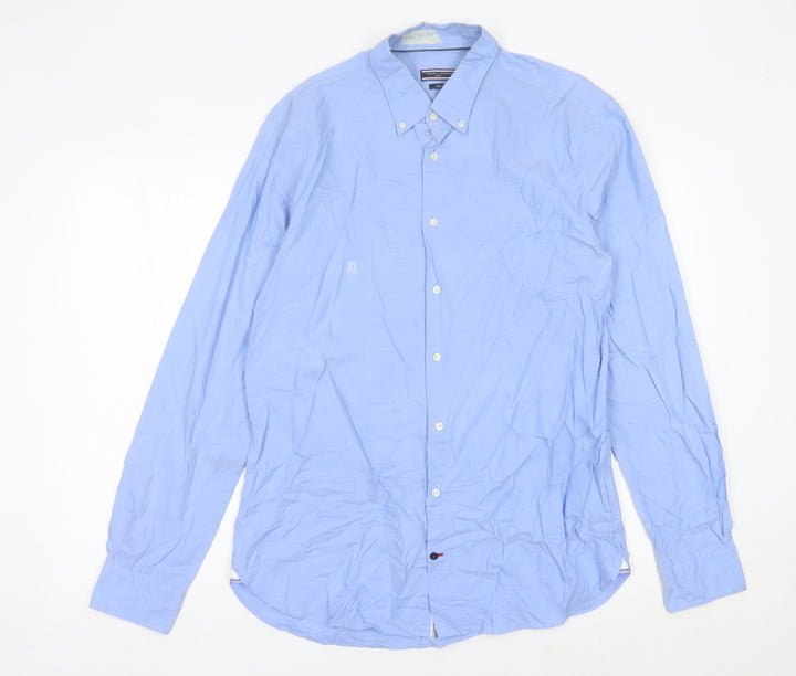 Tommy Hilfiger Men’s Blue Slim Fit Button-Down Shirt Size 16.5