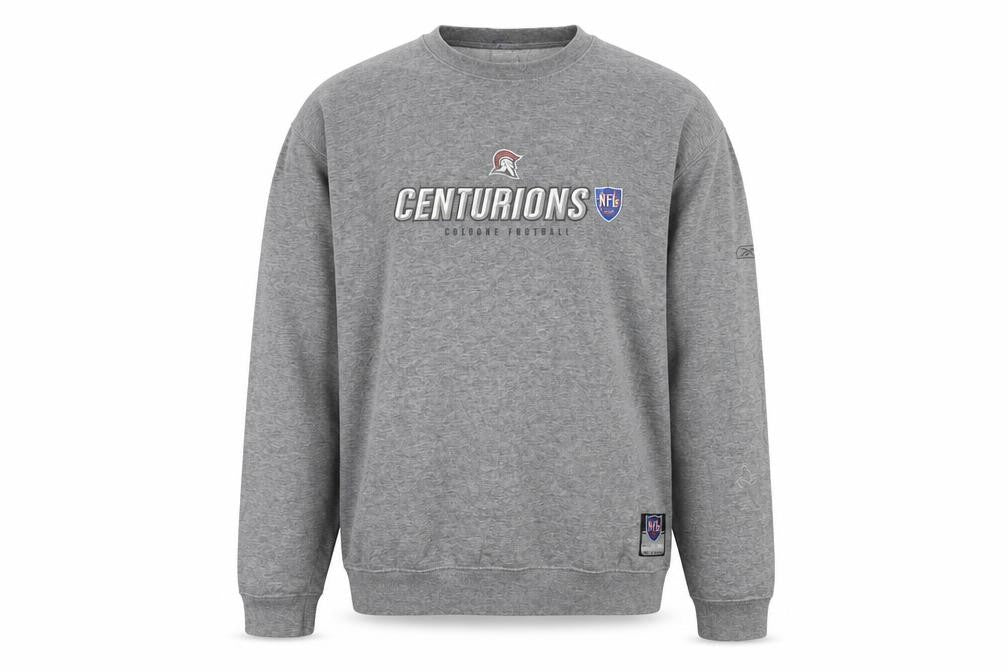 Front view of Reebok Men’s Grey NFL Sweatshirt L Regular Fit Crew Neck Pullover