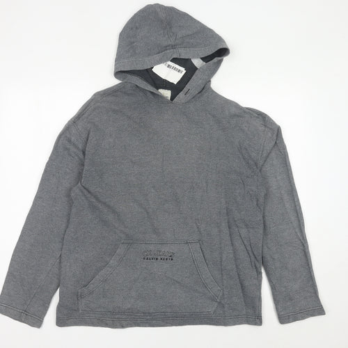 Calvin Klein Jeans Men’s Grey Pullover Hoodie Size L Logo Pocket