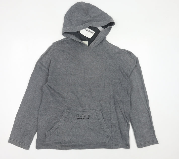 Calvin Klein Jeans Men’s Grey Pullover Hoodie Size L Logo Pocket