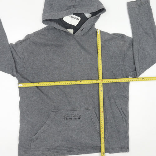 Calvin Klein Jeans Men’s Grey Pullover Hoodie Size L Logo Pocket