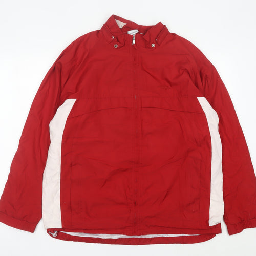 Umbro Men’s Red Windbreaker Jacket L Sports Logo Full Zip