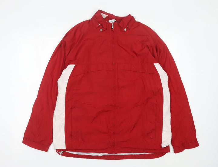 Umbro Men’s Red Windbreaker Jacket L Sports Logo Full Zip