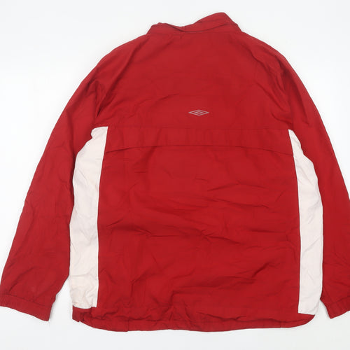 Umbro Men’s Red Windbreaker Jacket L Sports Logo Full Zip