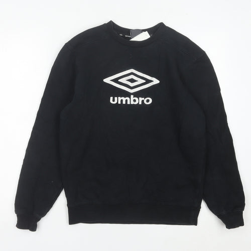 Umbro Boys Black Sweatshirt 14-15Y Regular Fit Crew Neck Pullover