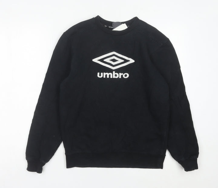 Umbro Boys Black Sweatshirt 14-15Y Regular Fit Crew Neck Pullover
