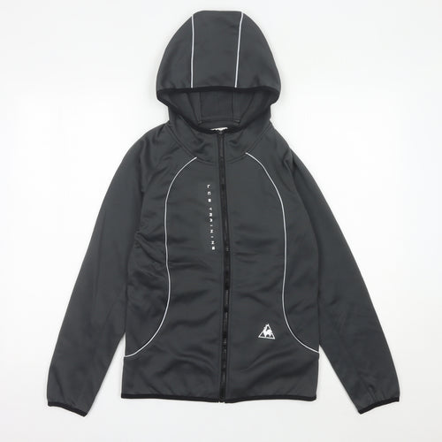 Le Coq Sportif Womens Black Size 8 Track Jacket Hooded Full Zip