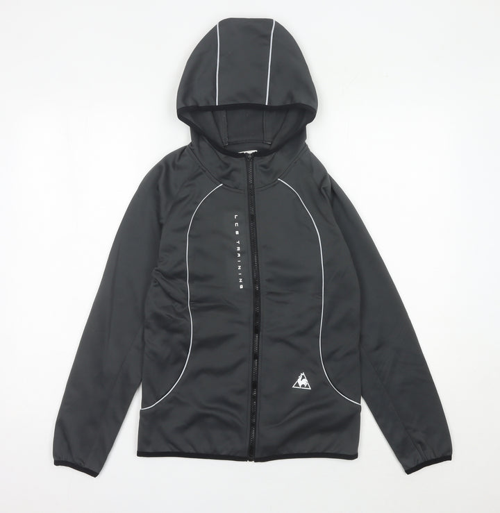 Le Coq Sportif Womens Black Size 8 Track Jacket Hooded Full Zip
