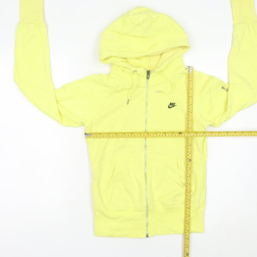 Nike Womens Yellow Full Zip Hoodie Size 8 Cotton Sportswear