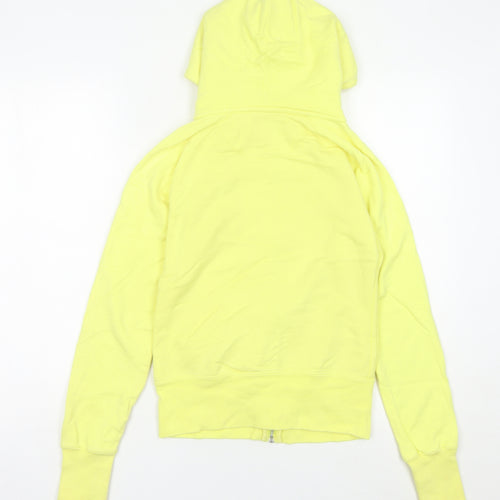 Nike Womens Yellow Full Zip Hoodie Size 8 Cotton Sportswear