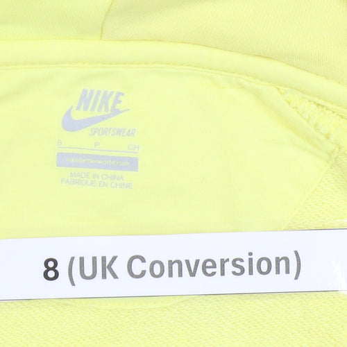 Nike Womens Yellow Full Zip Hoodie Size 8 Cotton Sportswear