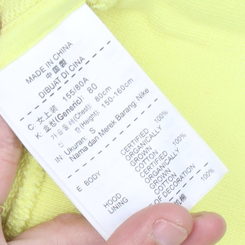 Nike Womens Yellow Full Zip Hoodie Size 8 Cotton Sportswear