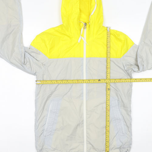 Adidas Womens Yellow Grey Windbreaker Jacket Size 10 UK Hooded Sports
