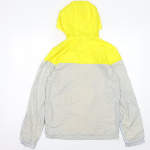 Adidas Womens Yellow Grey Windbreaker Jacket Size 10 UK Hooded Sports