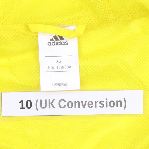 Adidas Womens Yellow Grey Windbreaker Jacket Size 10 UK Hooded Sports