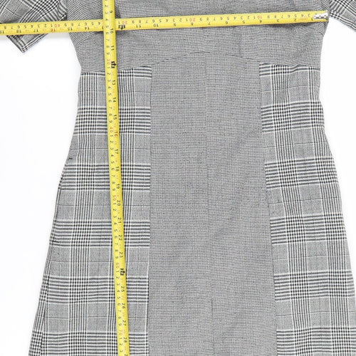 Next Women’s Grey Check Sheath Workwear Dress Size 8