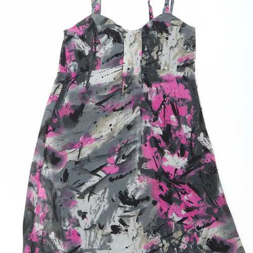 Klass Collection Women’s Black Pink Grey Abstract Slip Dress Size 12