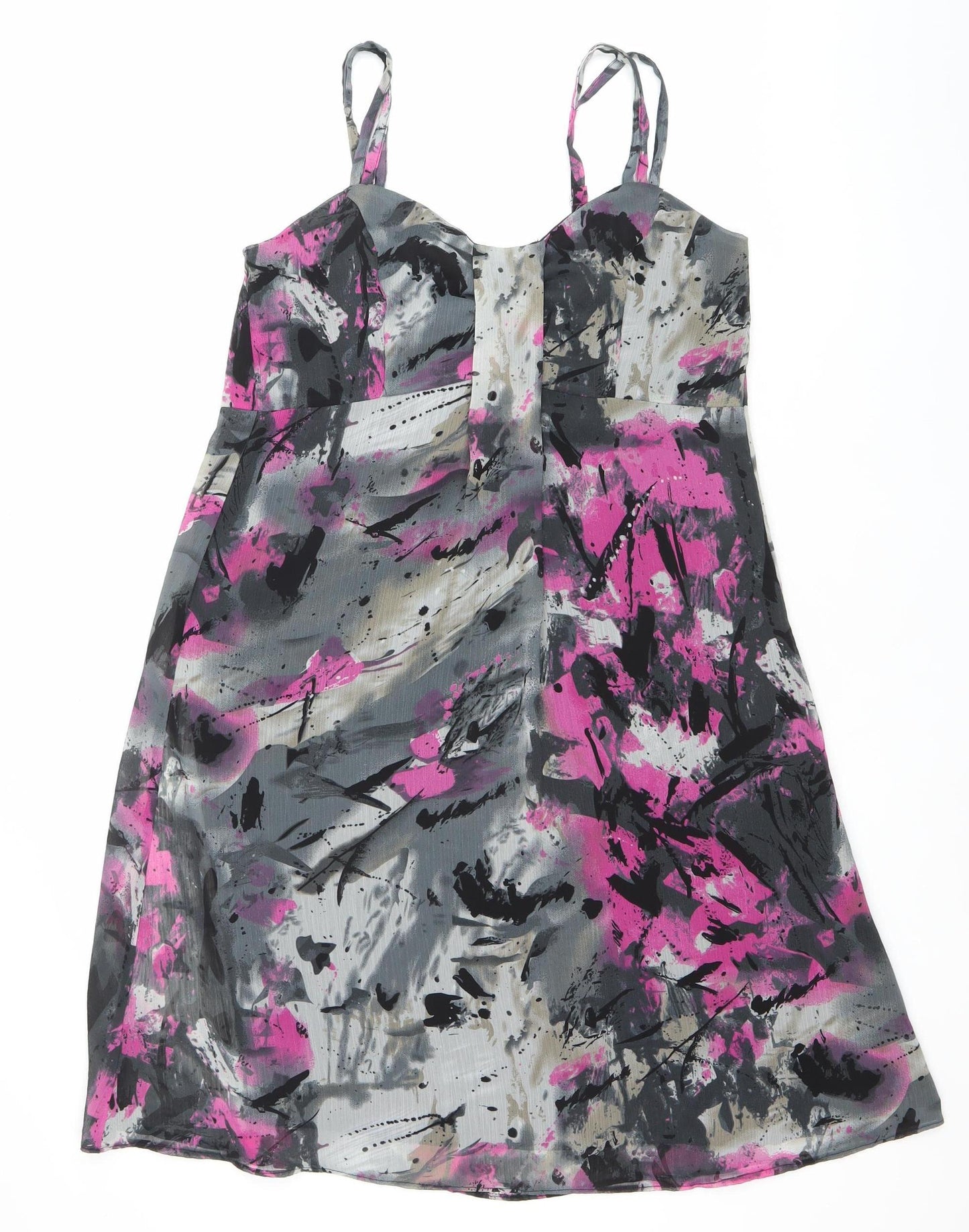Klass Collection Women’s Black Pink Grey Abstract Slip Dress Size 12