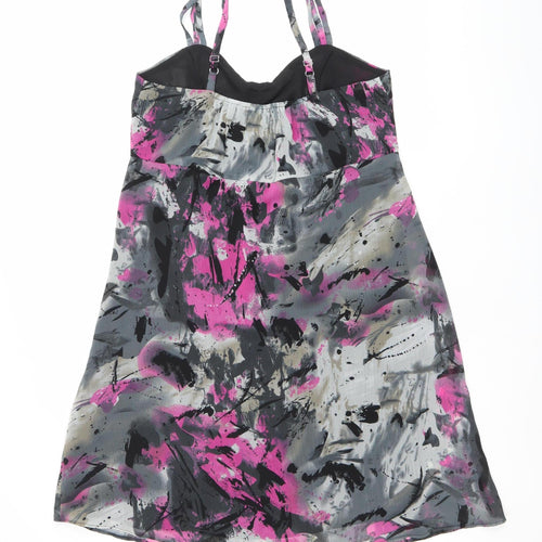 Klass Collection Women’s Black Pink Grey Abstract Slip Dress Size 12