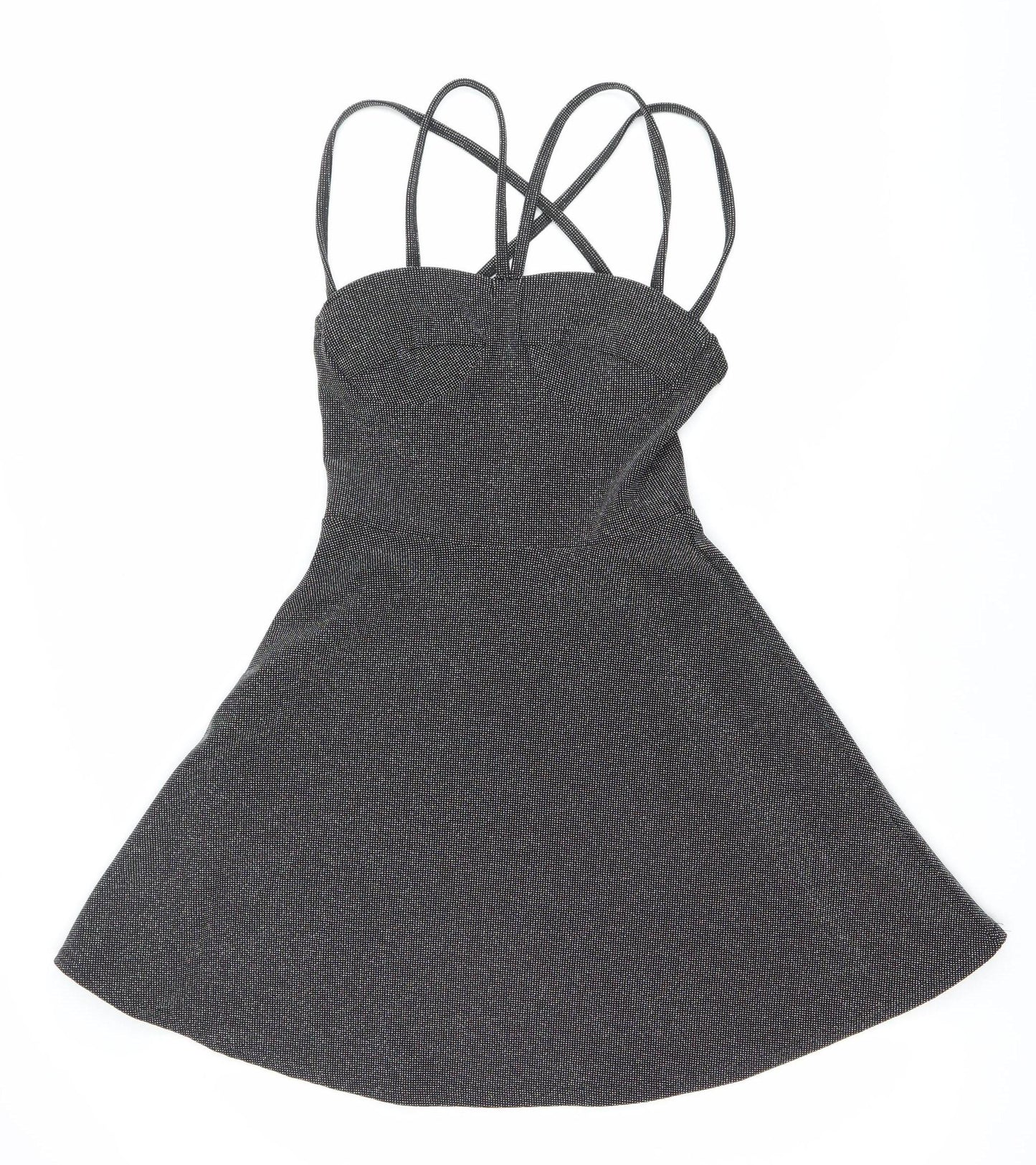 Boohoo Women’s Black Skater Party Dress Size 10 Strappy Sleeveless