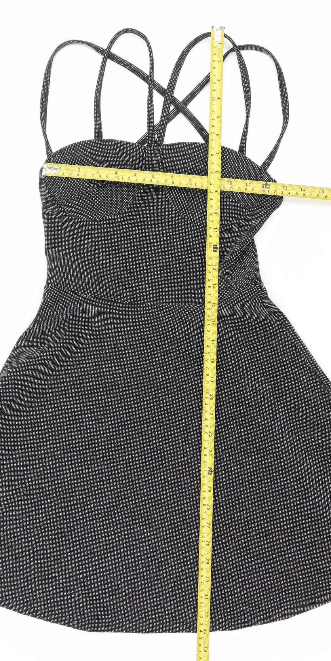 Boohoo Women’s Black Skater Party Dress Size 10 Strappy Sleeveless