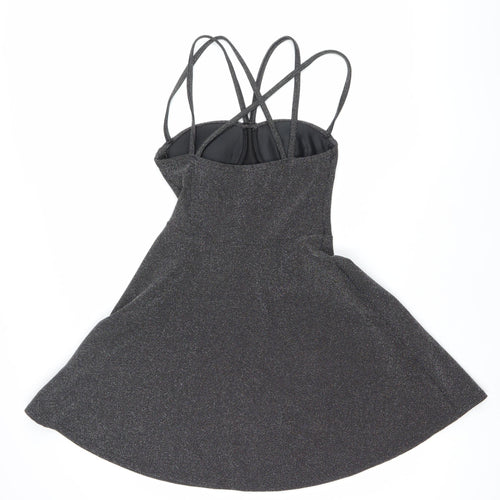 Boohoo Women’s Black Skater Party Dress Size 10 Strappy Sleeveless